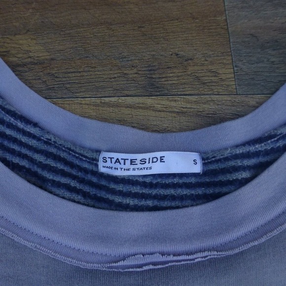 Stateside long sleeve sweatshirt S Rayon Made in USA Reversible stripe wide crew - Picture 8 of 12